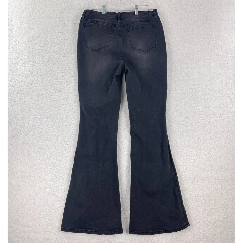 PTCL Ethical Clothing Jeans Womens Size 32 Black Denim Wide-Leg High-Rise Casual